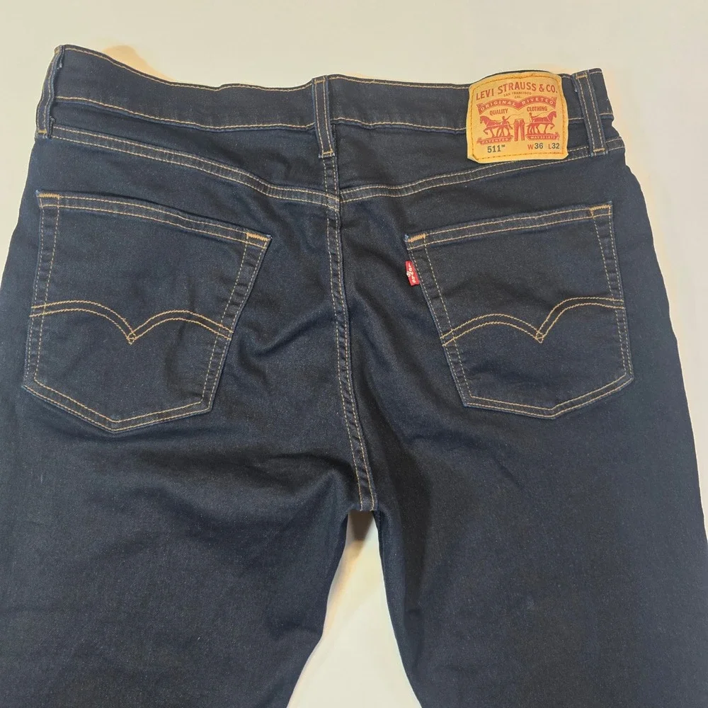 Levis 511 Slim Fit Jeans Mens 36x31 Dark Indigo Blue Denim Pants 04511-1652